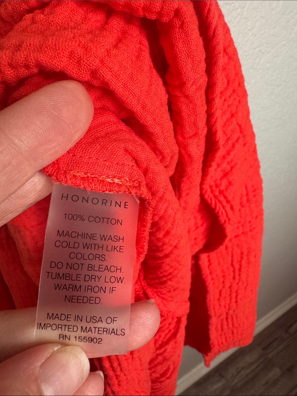 Honorine Pamela Gauze Midi Dress Medium Bright Red Orange 100% Cotton - Picture 4 of 5